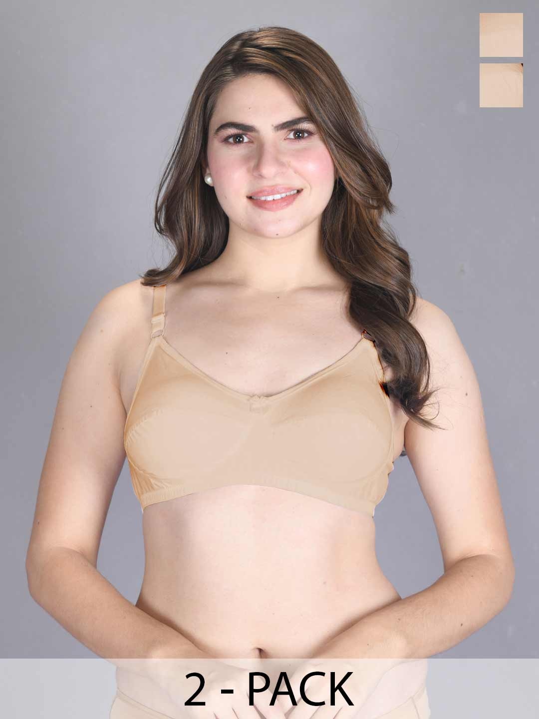 

LUX VENUS Pack of 2 Pure Cotton Everyday Bra - Full Coverage, Tan