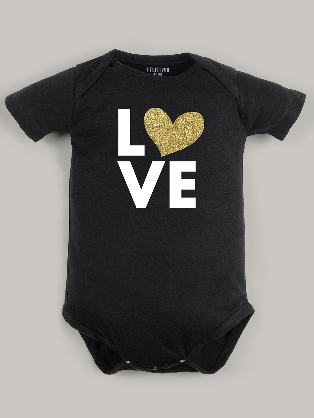 FFLIRTYGO Infants Typography Printed Cotton Bodysuit, Black