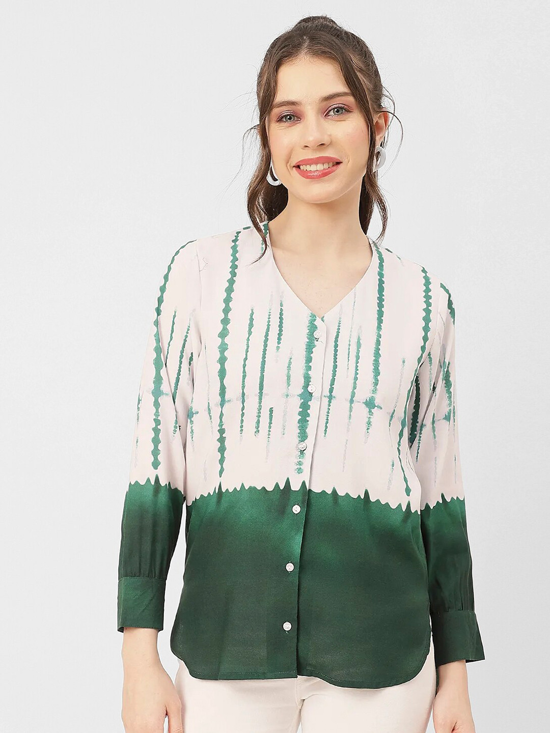 

Moomaya Abstract Printed Casual Tops, Green