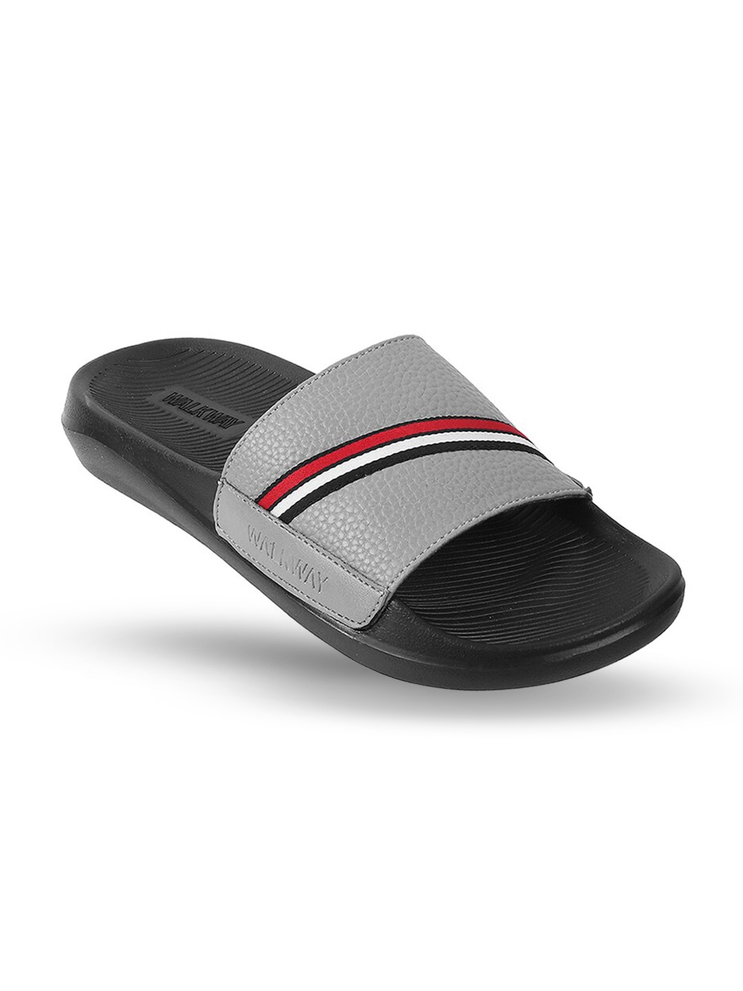 

WALKWAY by Metro Men Striped Sliders, Grey