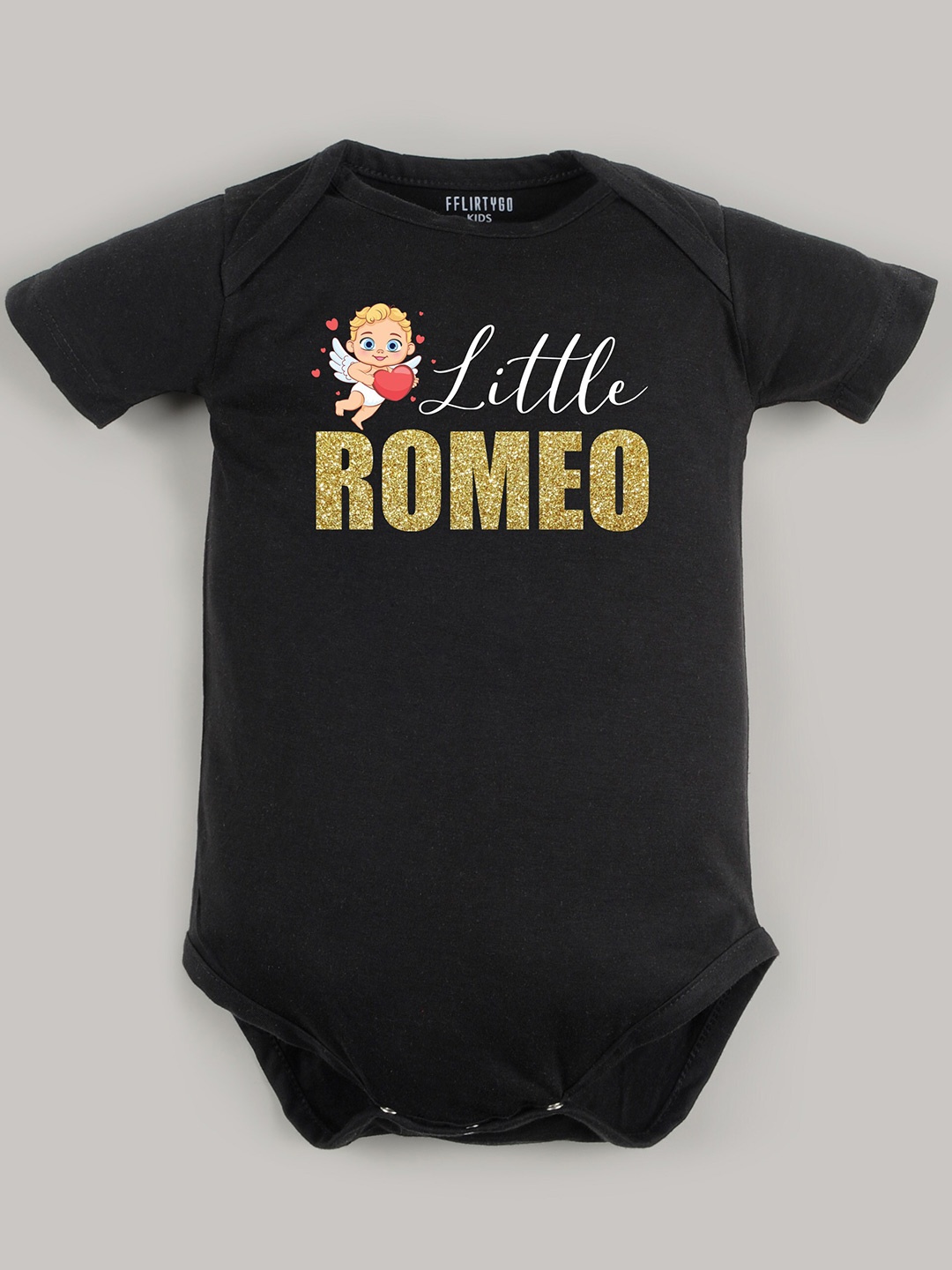 

FFLIRTYGO Infants Typography Printed Cotton Bodysuit, Black