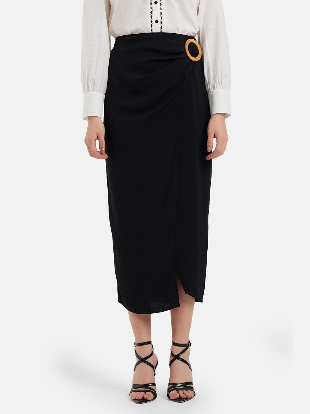 

Kazo Michelle Wrap Midi Skirt, Black