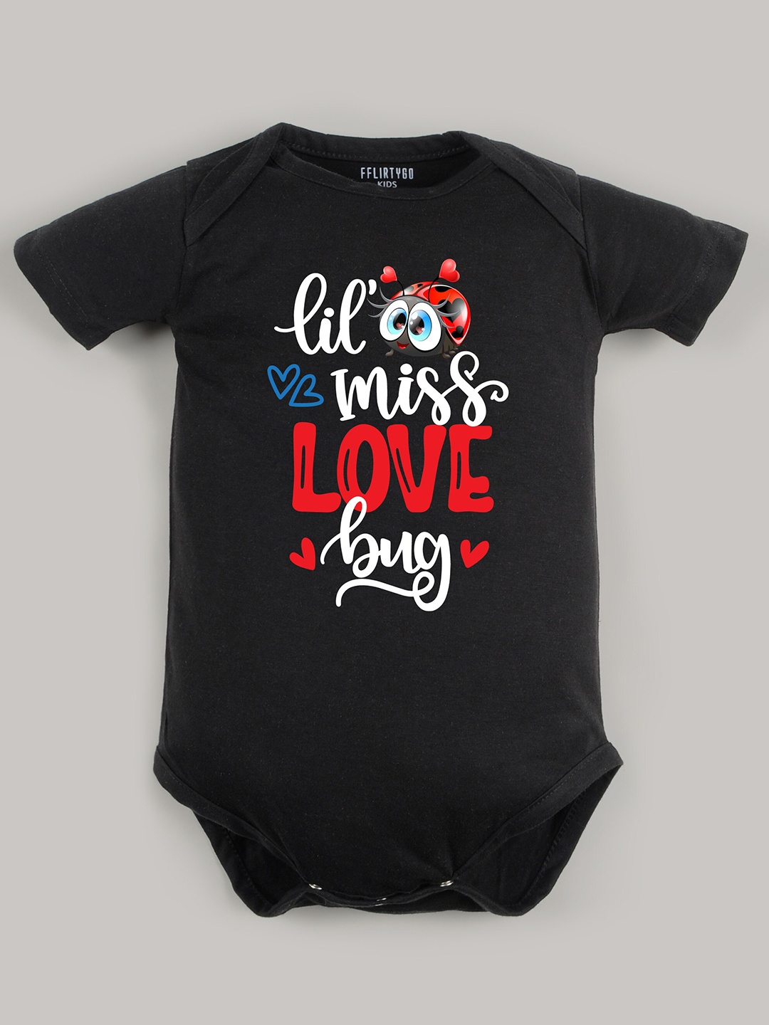 

FFLIRTYGO Infants Printed Pure Cotton Bodysuit, Black
