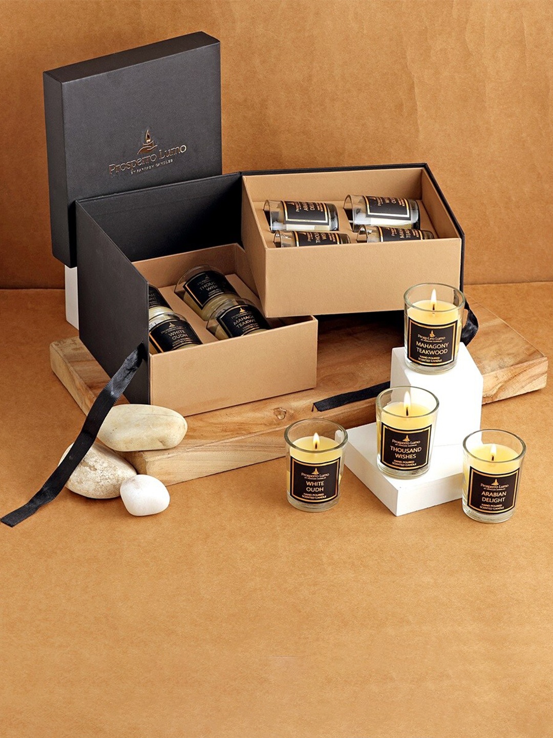 

Parkash Candles Black 8 Pieces Scented Lead-Free Wick Glass Jar Candles Git Set