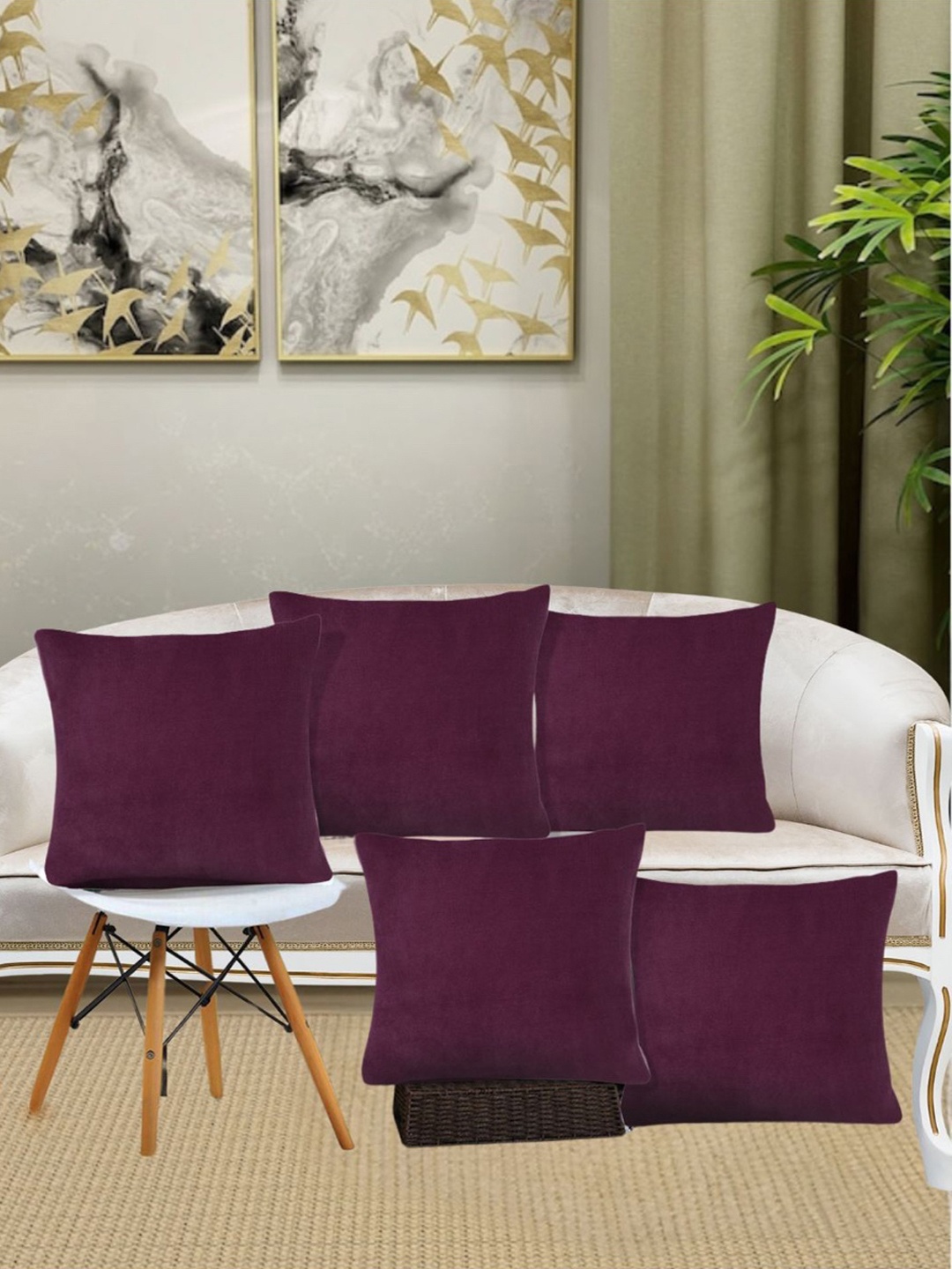 

KLOTTHE Maroon 5 Pieces Wool Cushion Covers