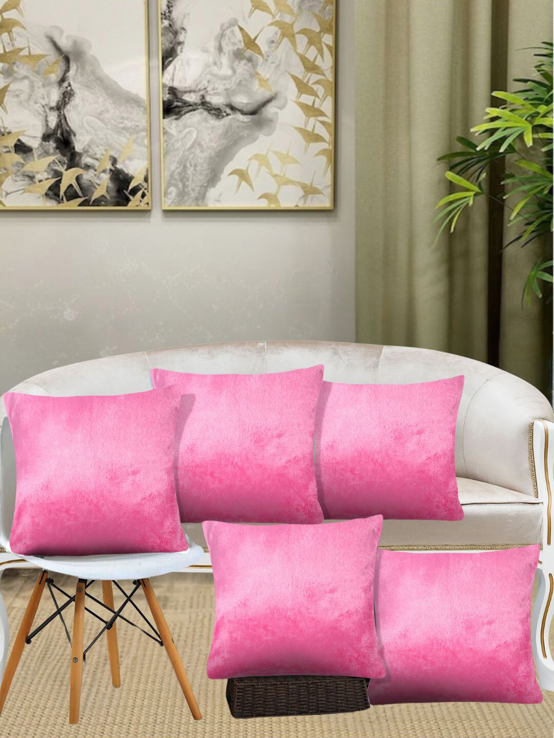 

KLOTTHE 5 Pieces Pink Wool Cushion Covers