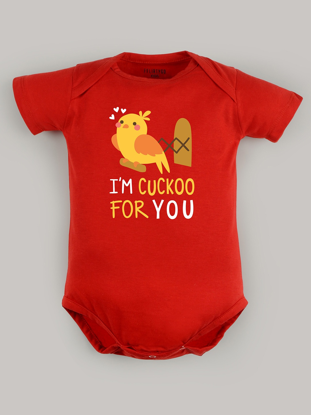 FFLIRTYGO Infants Typography Printed Cotton Bodysuit, Red
