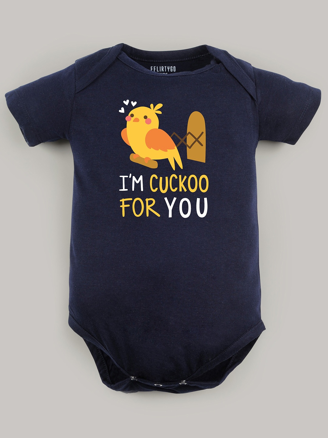 

FFLIRTYGO Infants Typography Printed Cotton Bodysuit, Navy blue
