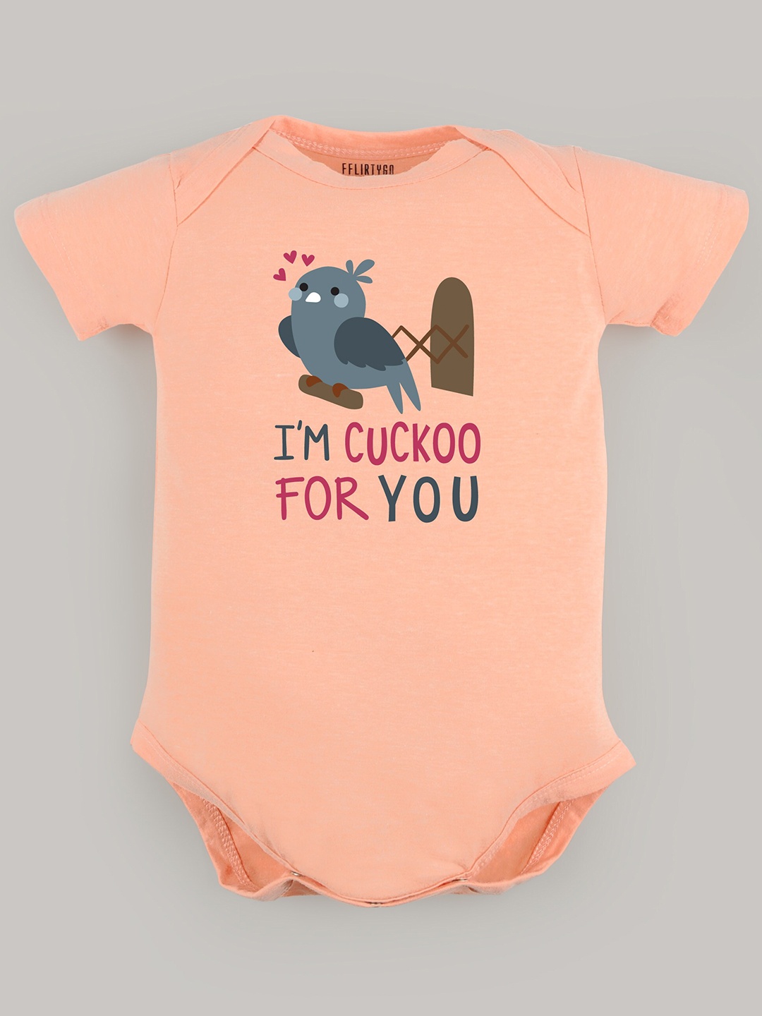 

FFLIRTYGO Infants Valentine's Day Typography Printed Pure Cotton Bodysuit, Peach