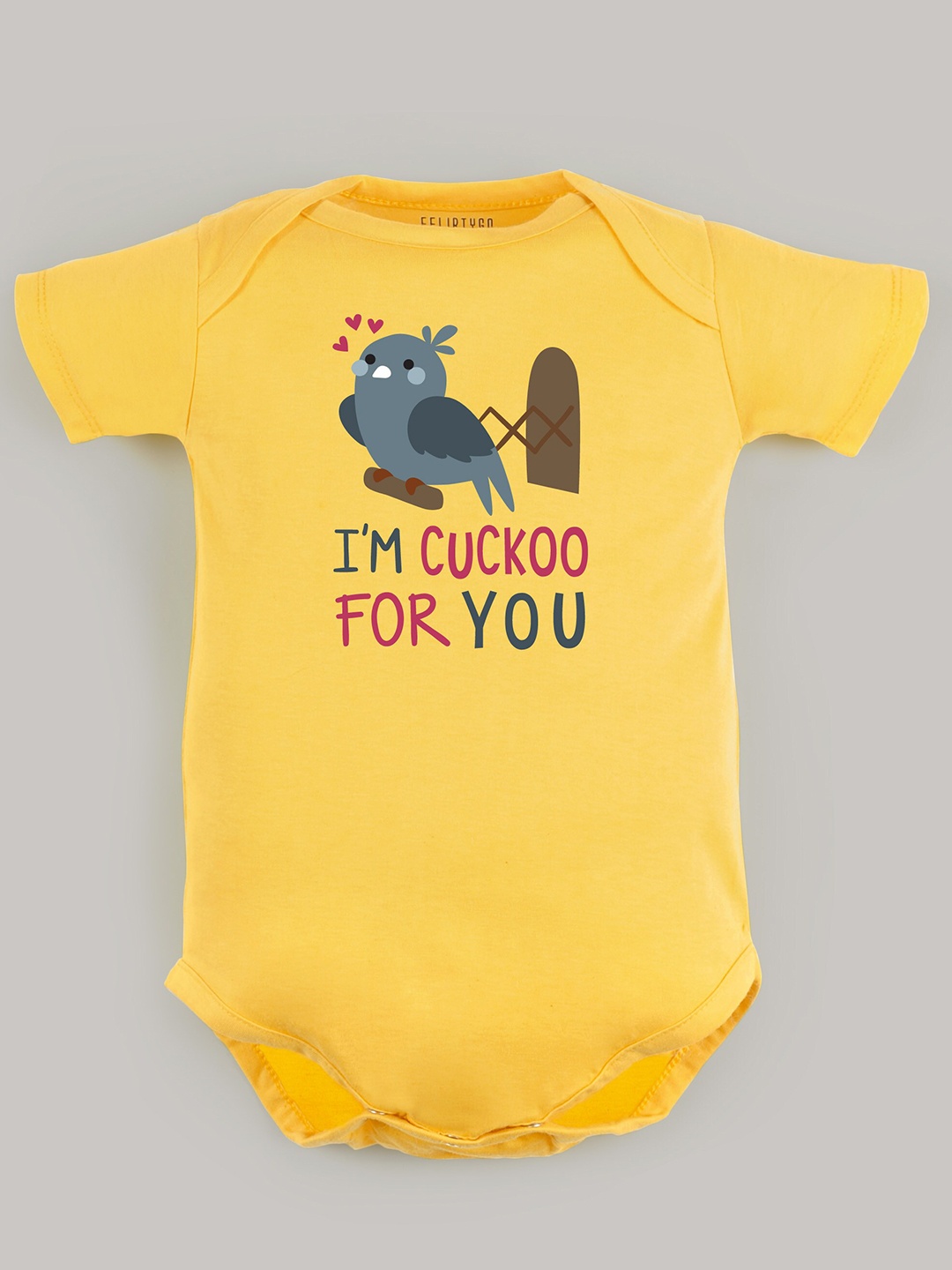 

FFLIRTYGO Infants Typography Printed Cotton Bodysuit, Yellow