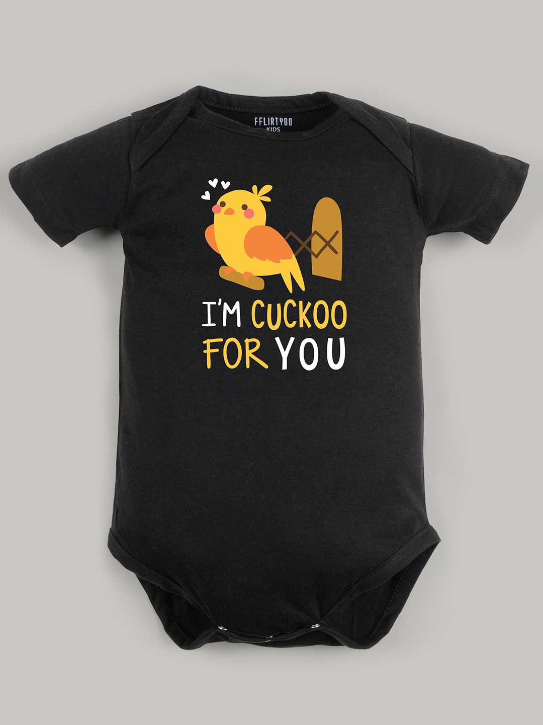 

FFLIRTYGO Infants Valentine's Day Typography Printed Pure Cotton Bodysuit, Black