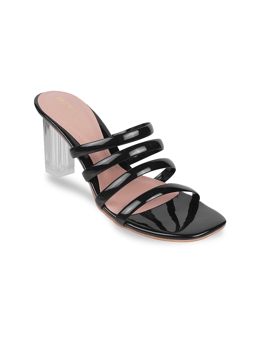 

Metro Open Toe Block Heels, Black