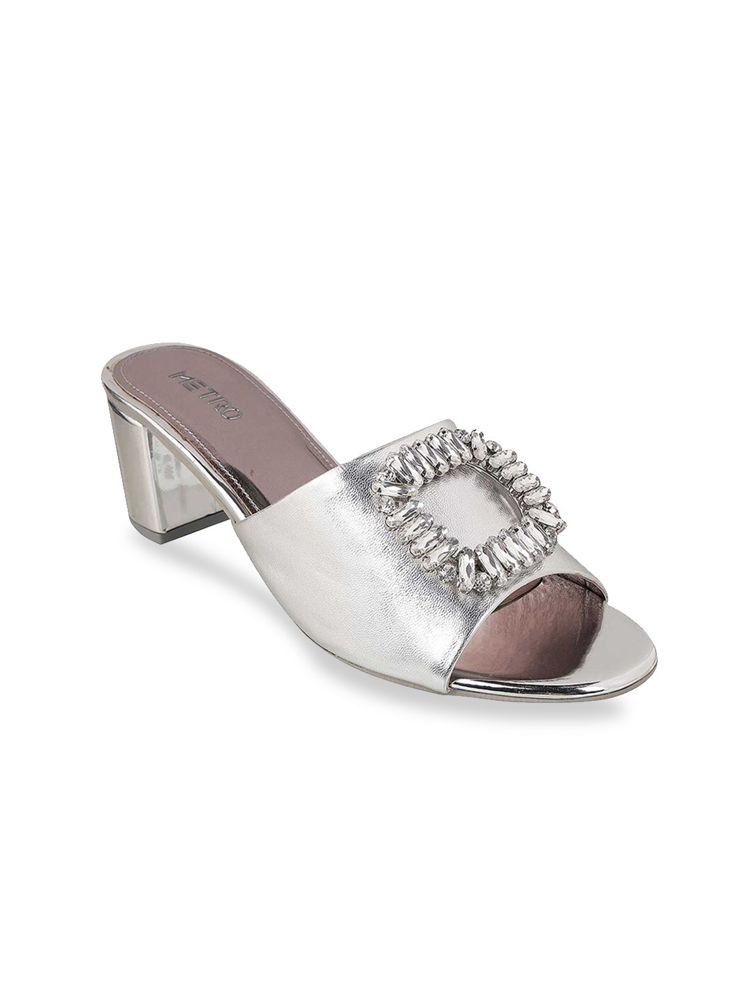

Metro Embellished Block Heels, Silver