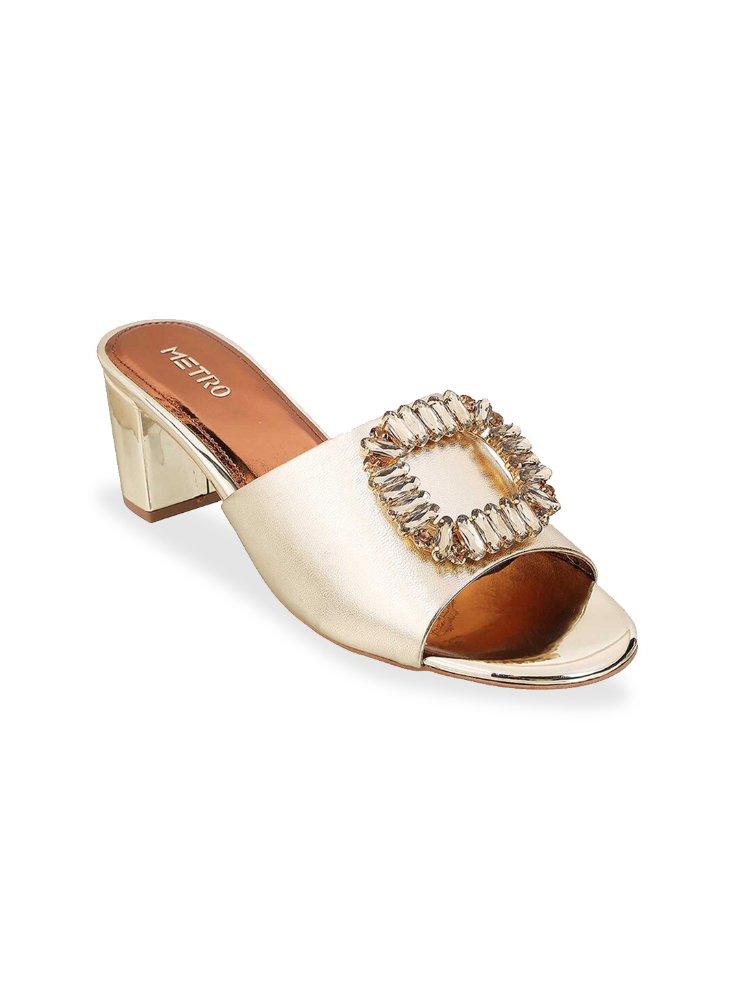 

Metro Embellished Detail Block Heels, Gold