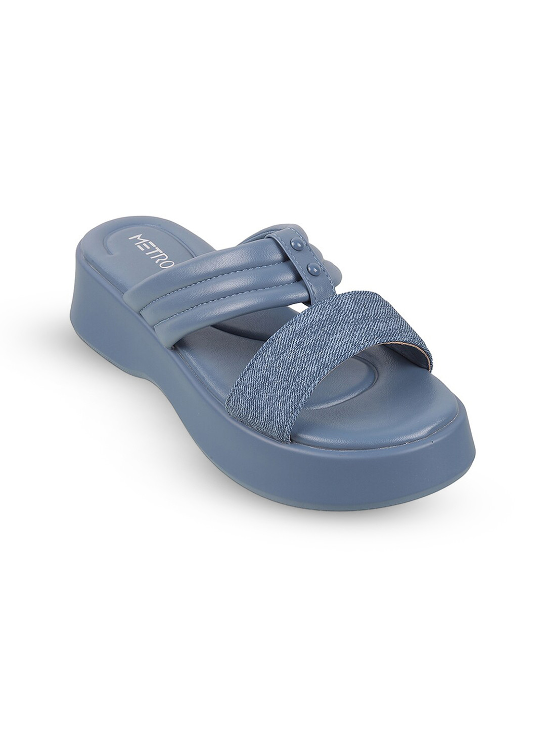 

Metro Textured Open Toe Platform Heels, Blue