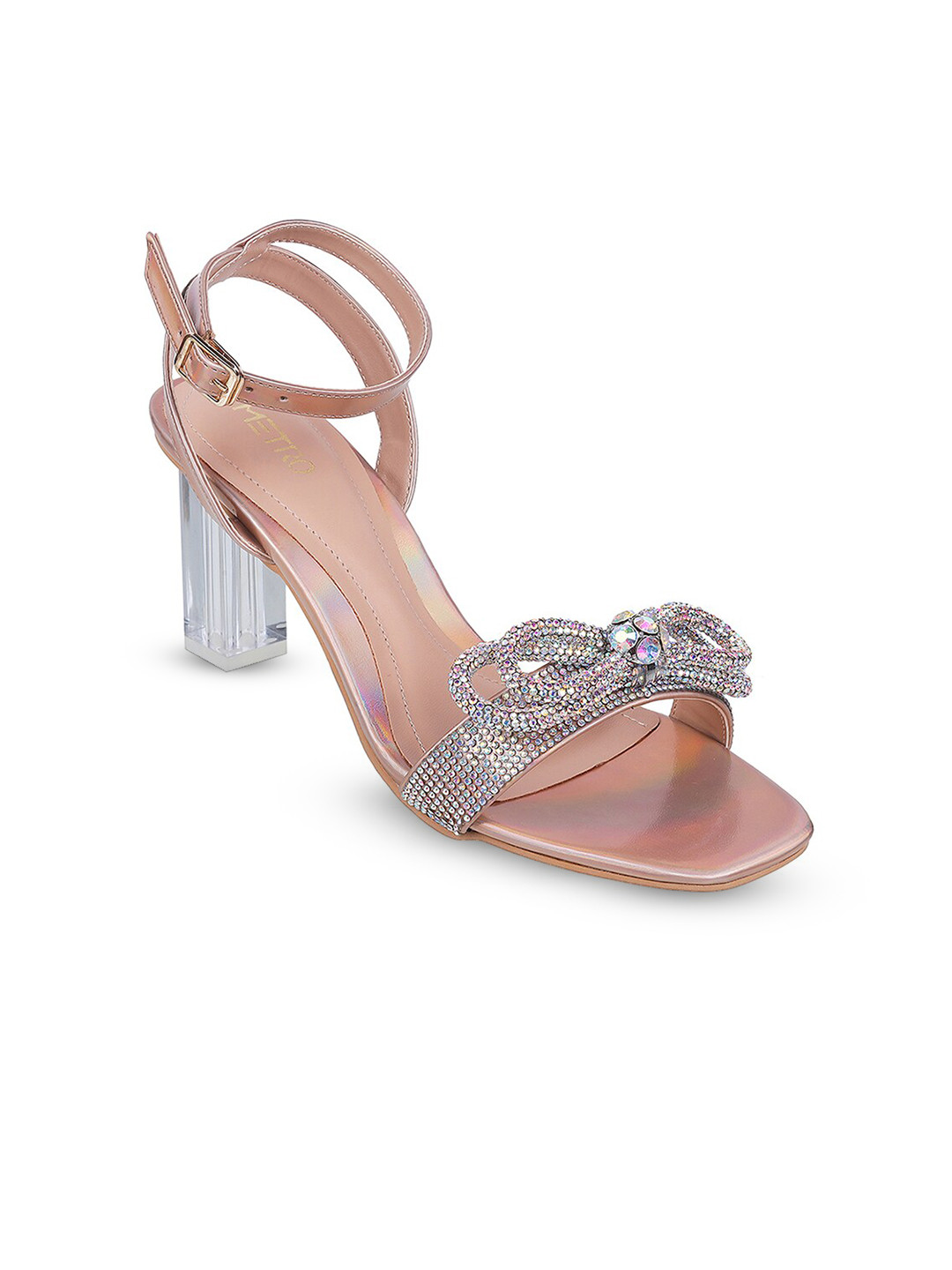 

Metro Embellished Bow Detail Block Heels, Pink