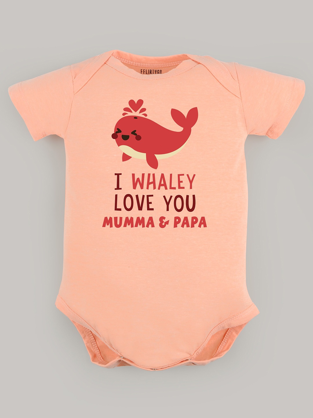FFLIRTYGO Infants Typography Printed Cotton Bodysuit, Peach
