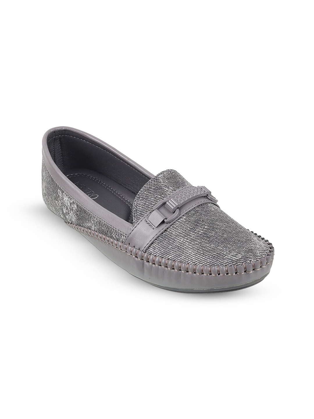 

Metro Textured Round Toe Ballerinas, Grey