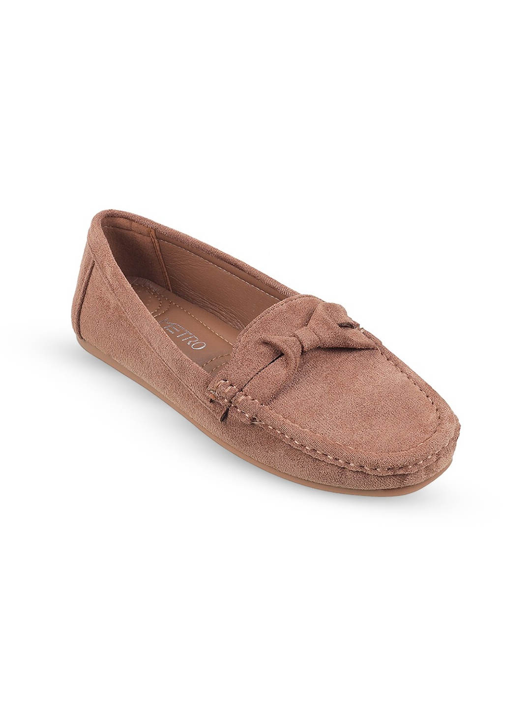 

Metro Round Toe Loafers With Bow, Khaki