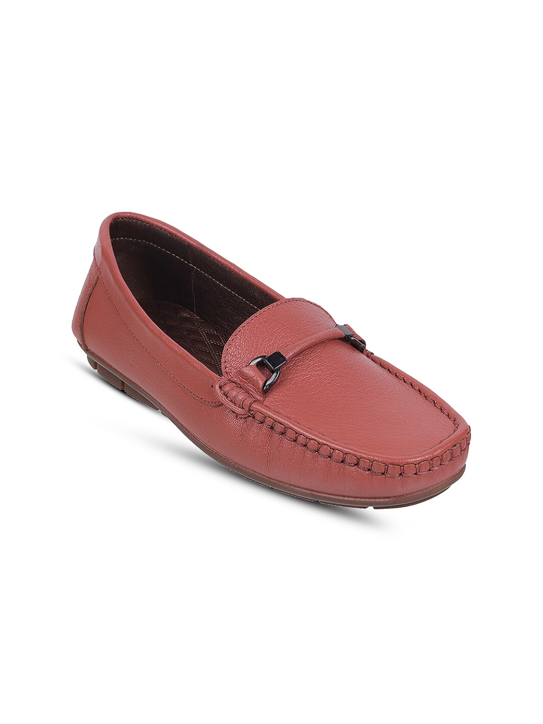 

Metro Women Square Toe Horsebit Loafers, Peach