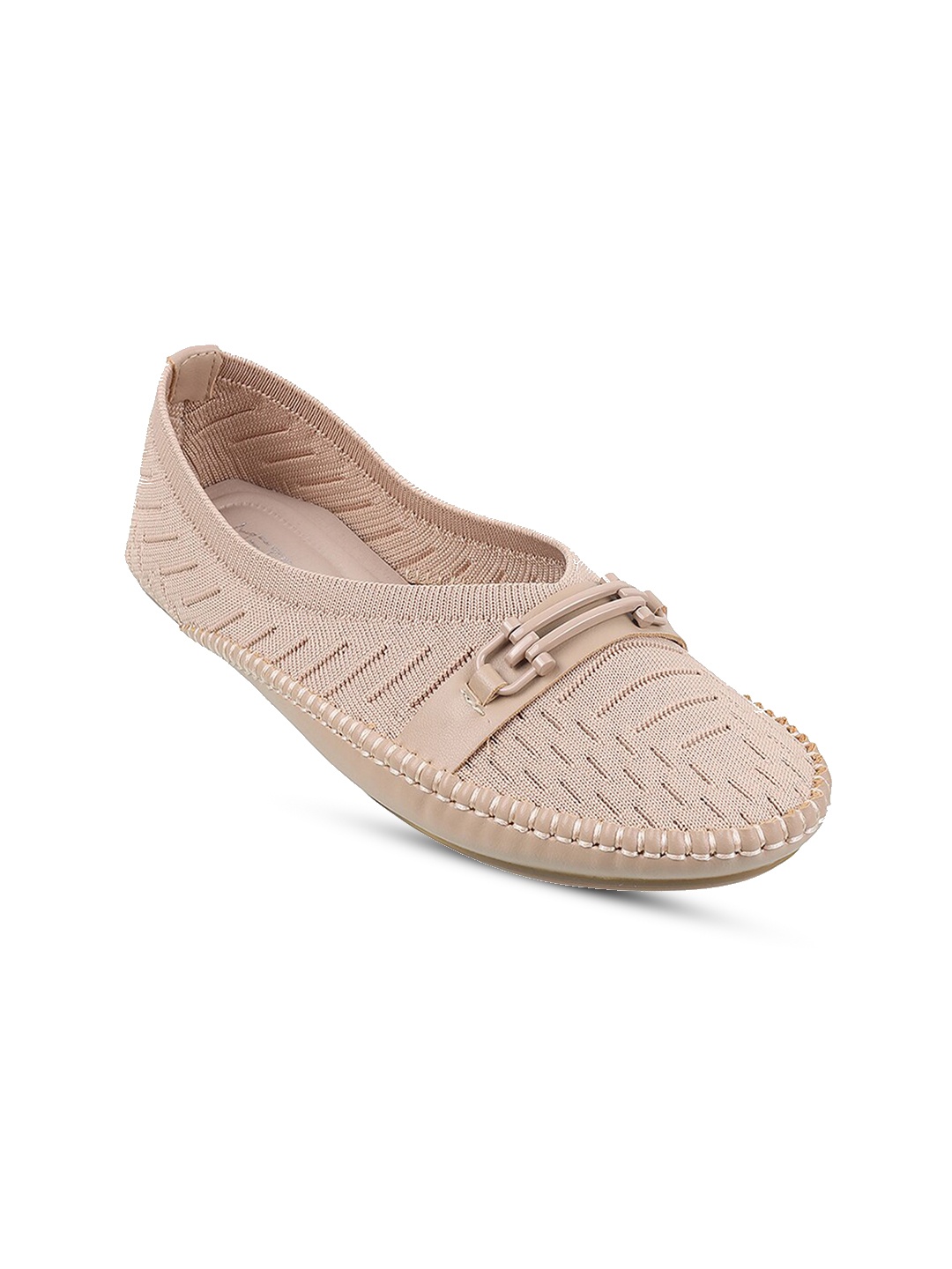 

Metro Textured Round Toe Ballerinas, Beige