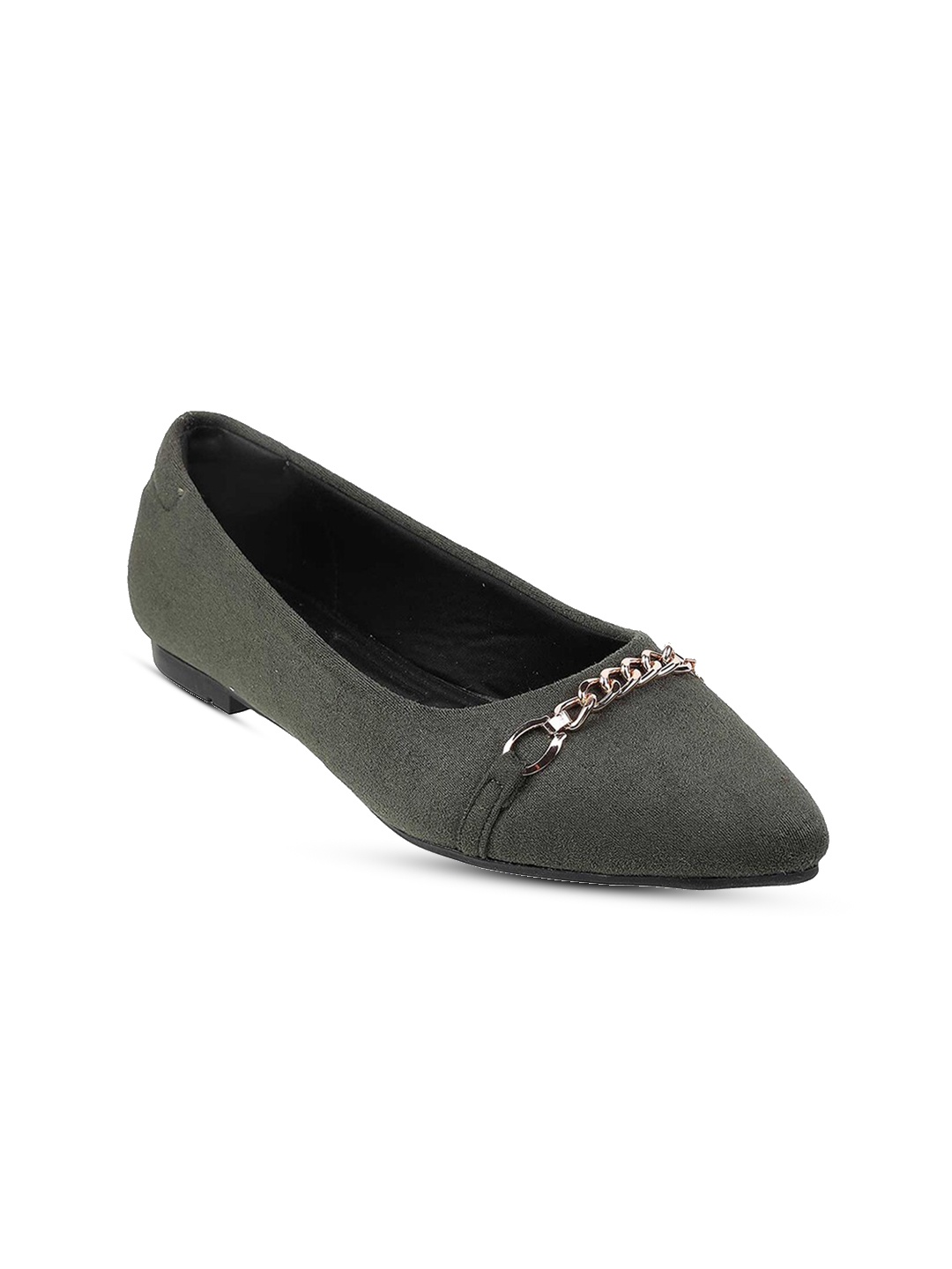 

Metro Textured Pointed Toe Ballerinas Flats, Olive