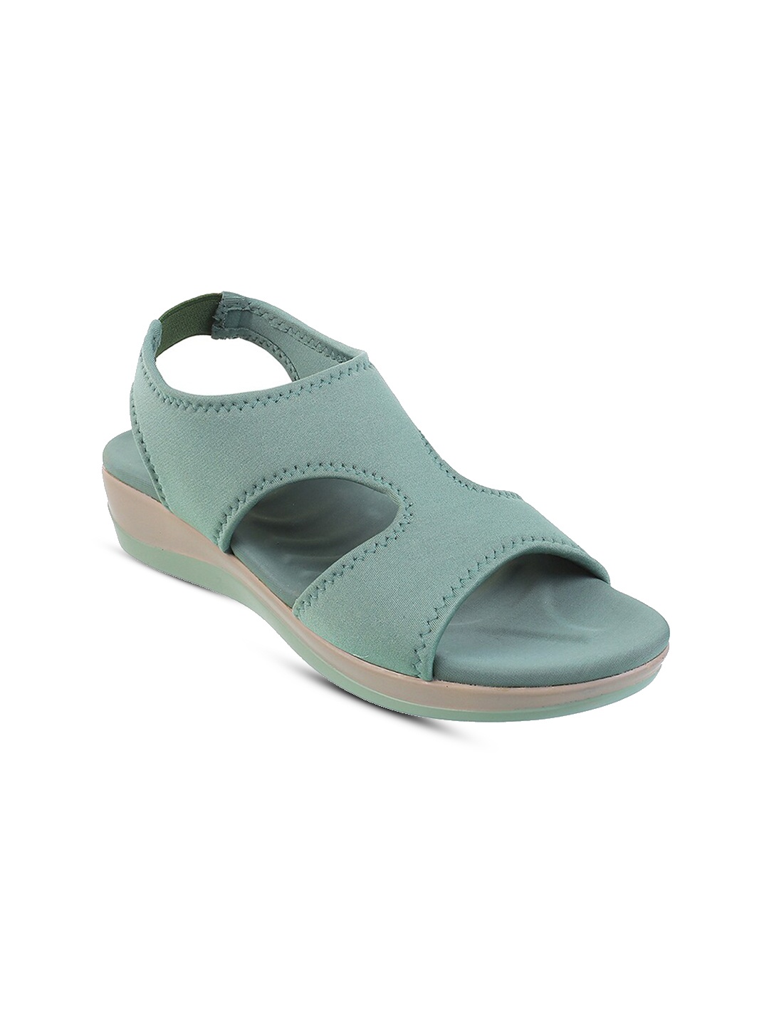 

Metro Open Toe Flats, Green