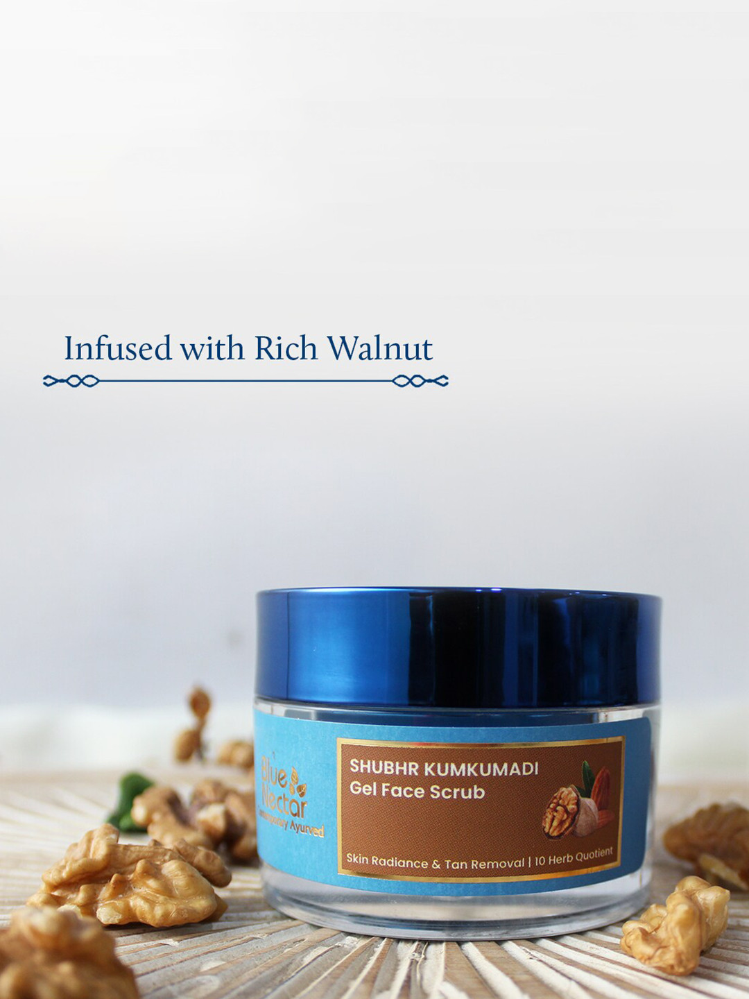 

Blue Nectar Kumkumadi Exfoliating Gel Face Scrub For Skin Radiance & Tan Removal - 10g, Brown