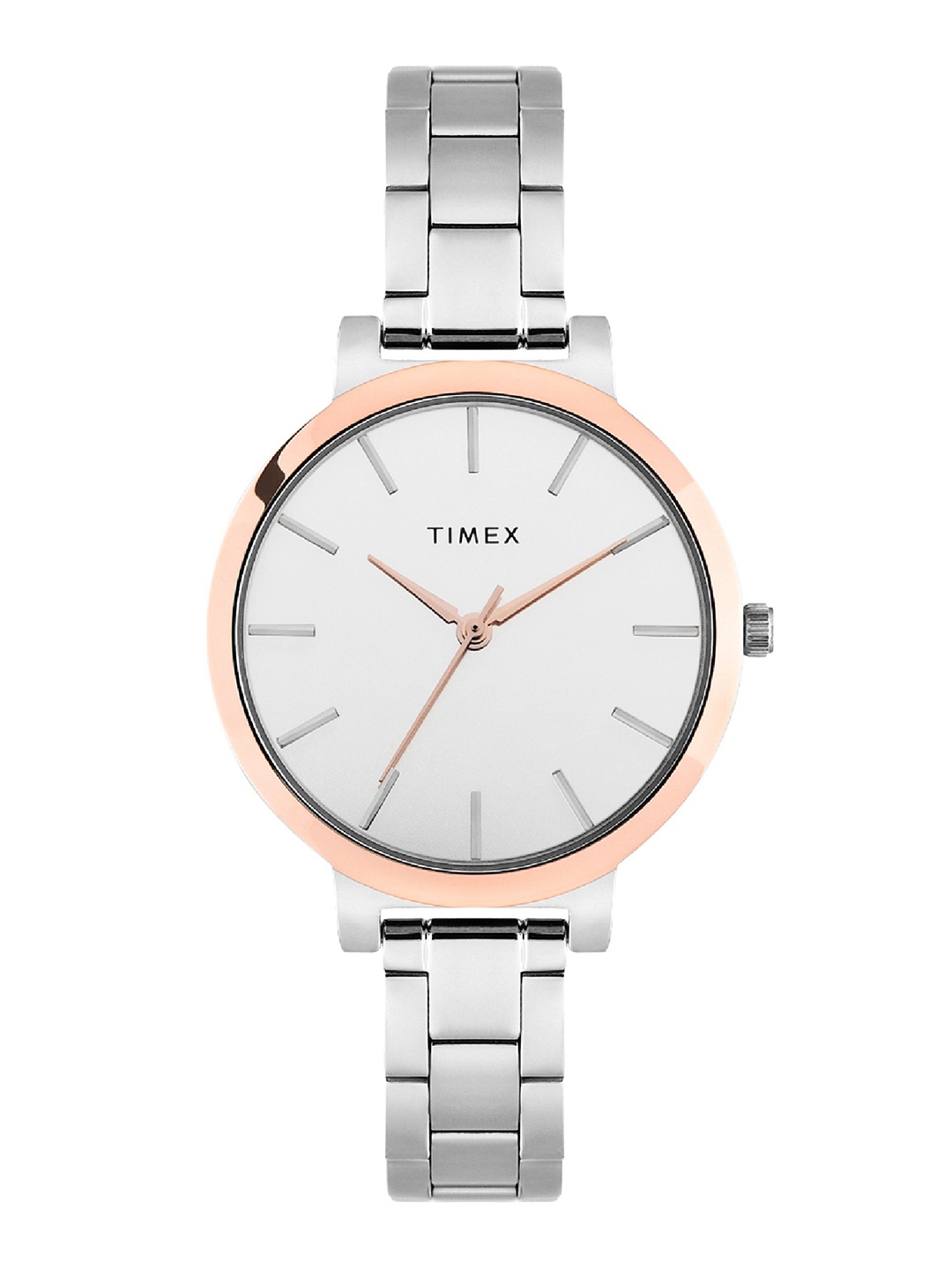 

Timex Women Brass Dial & Stainless Steel Bracelet Style Straps Analogue Watch TWHL41SMU04, Silver