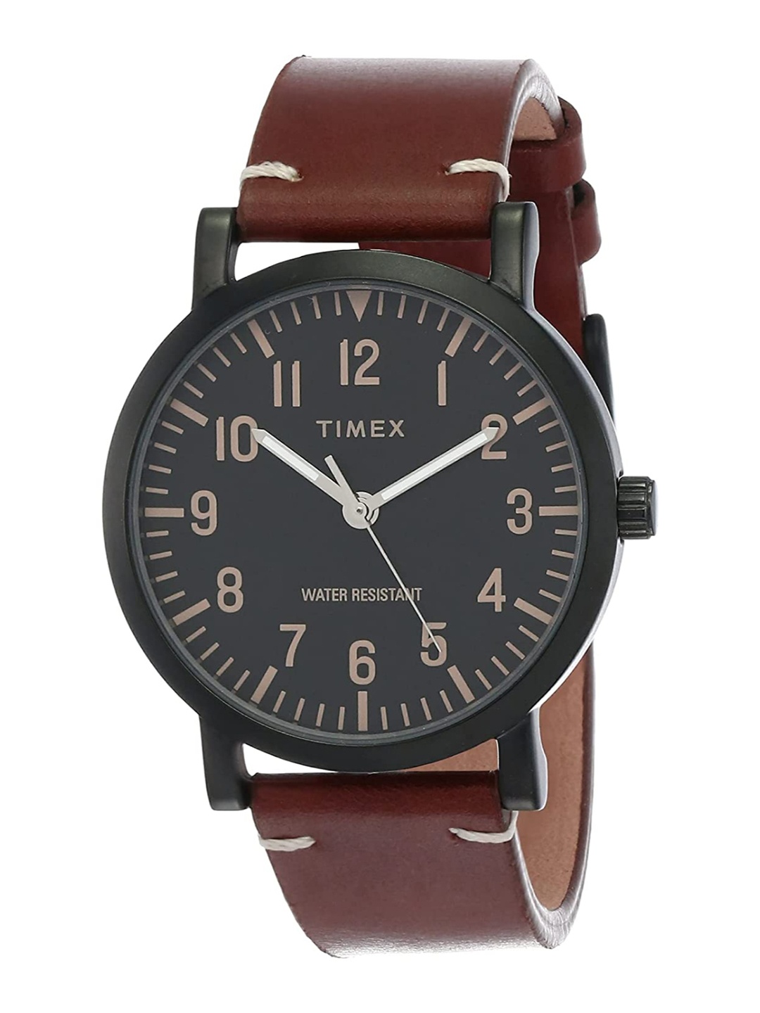 

Timex Men Brass Dial & Leather Straps Analogue Watch TW00ZR285E, Black