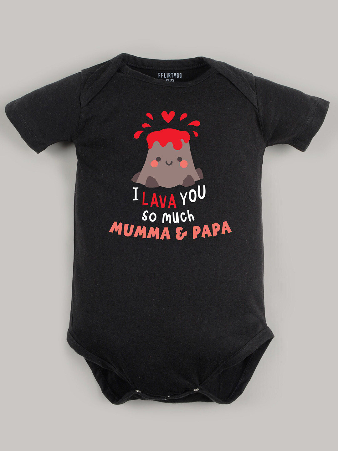 

FFLIRTYGO Infants Printed Pure Cotton Bodysuit, Black