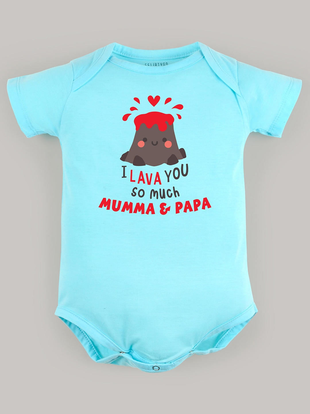 

FFLIRTYGO Infants Graphic Printed Pure Cotton Bodysuit, Turquoise blue