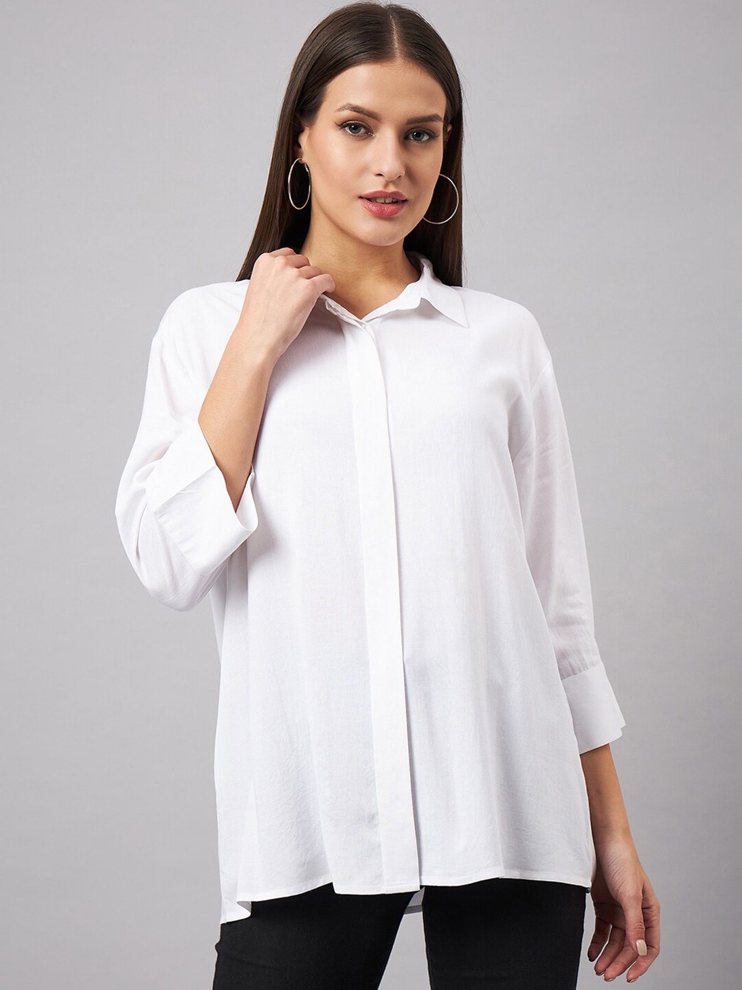 

Style Quotient Relaxed Oversized Casual Shirt, White