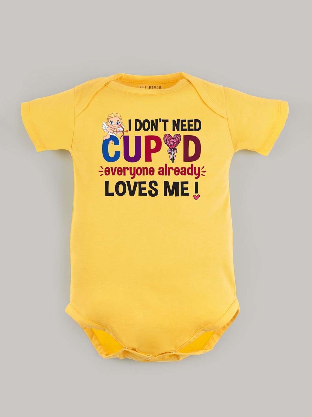 

FflirtyGo Infants Valentine's Day Special Printed Pure Cotton Rompers, Yellow