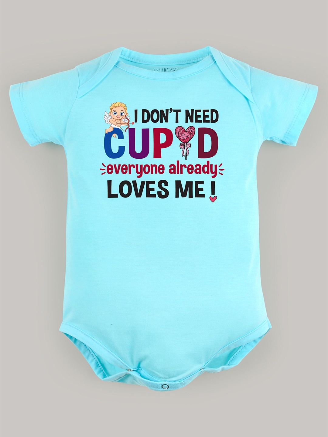 

FflirtyGo Infants Valentine's Day Special Printed Pure Cotton Bodysuit, Turquoise blue