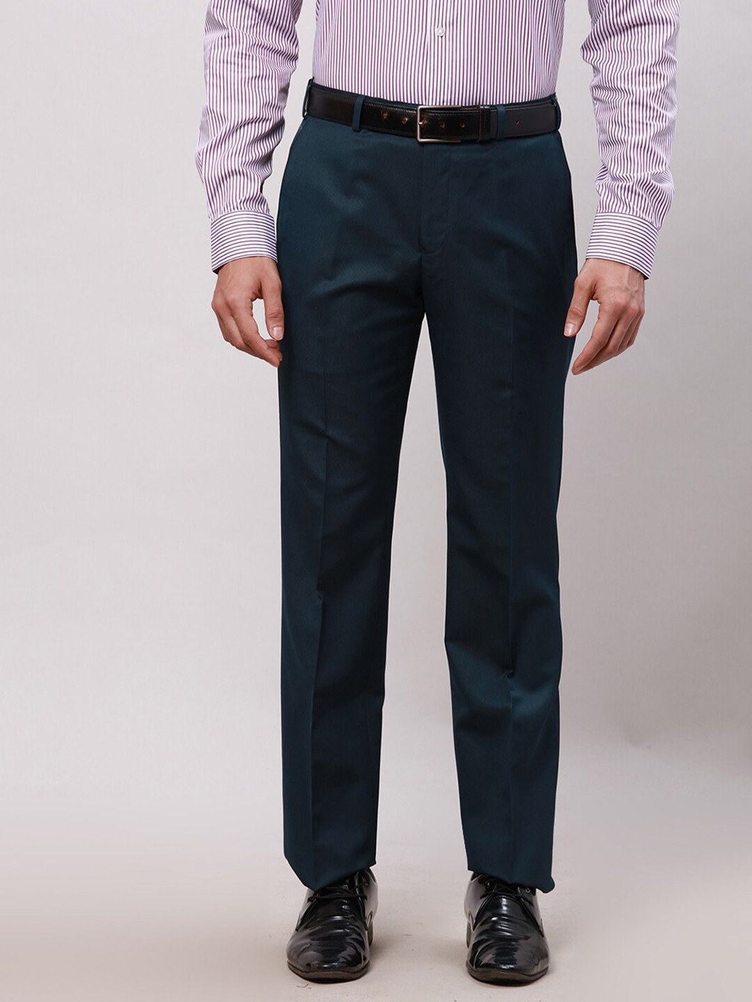 

Park Avenue Men Mid-Rise Regular Fit Formal Trousers, Blue