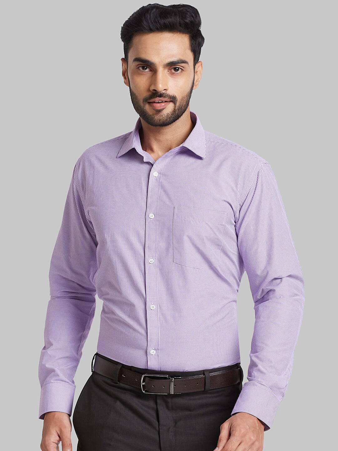 

Park Avenue Micro Checks Slim Fit Formal Shirt, Violet