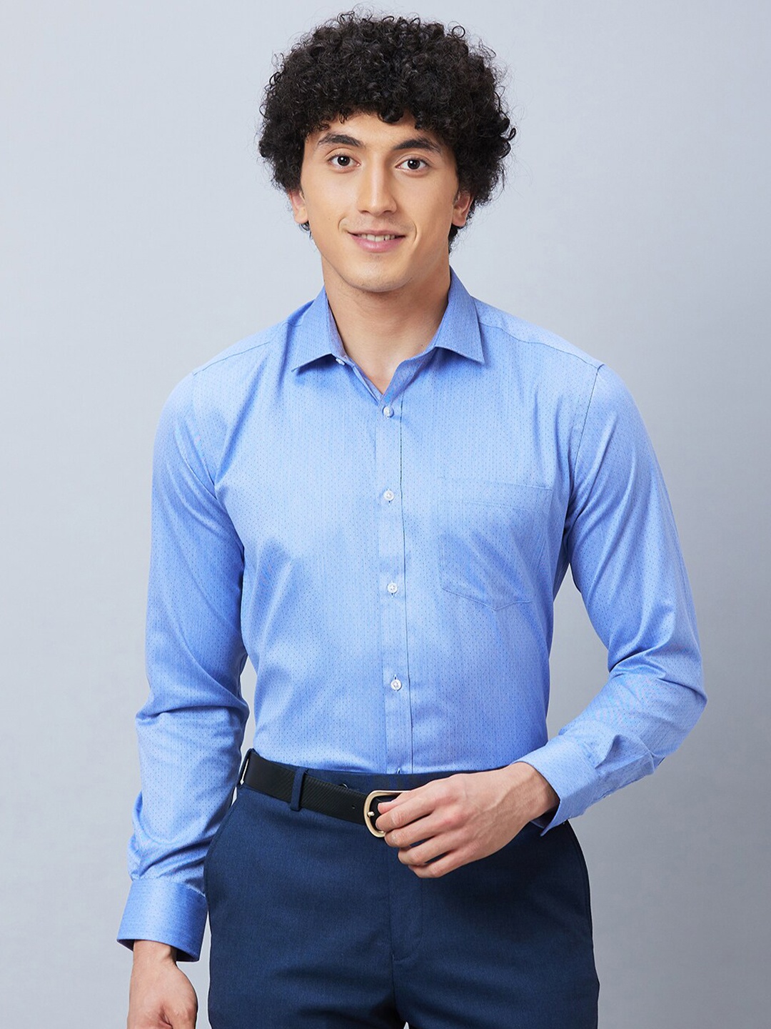 

Park Avenue Spread Collar Long Sleeves Slim Fit Opaque Formal Shirt, Blue