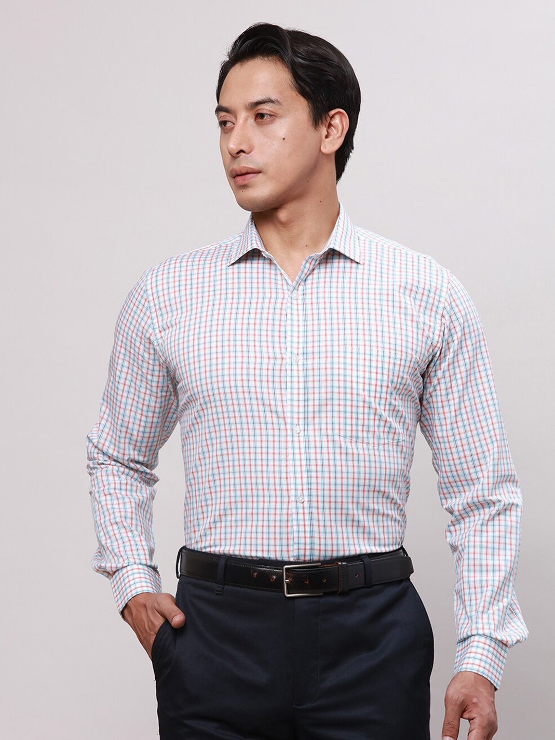 

Park Avenue Slim Fit Checked Cotton Formal Shirt, Orange