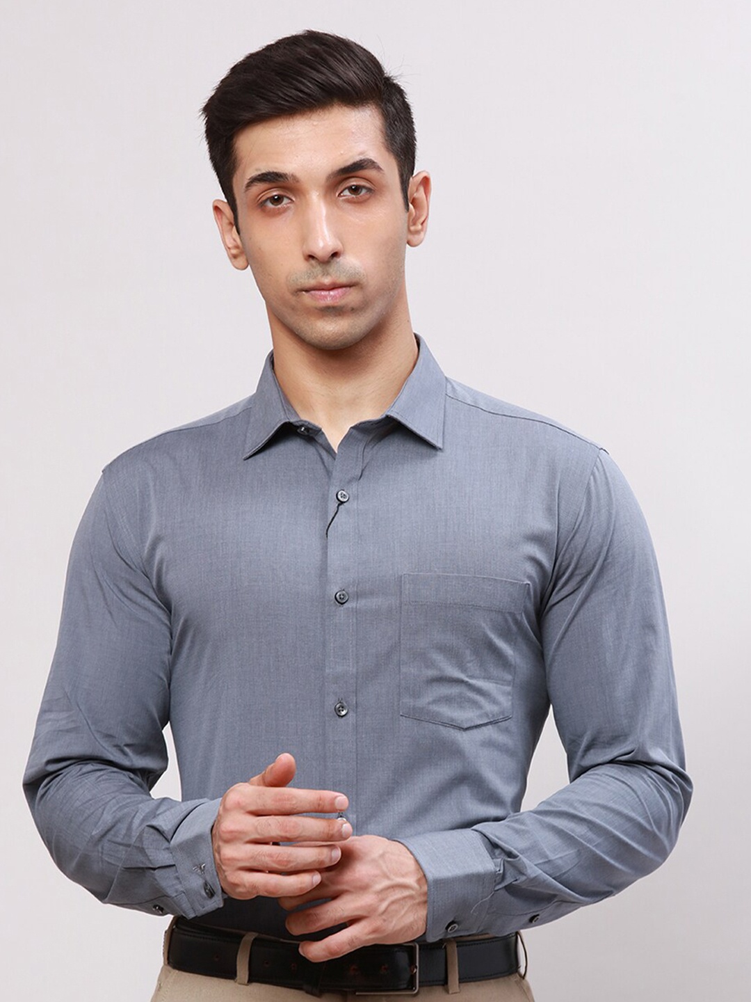 

Park Avenue Slim Fit Opaque Cotton Formal Shirt, Grey