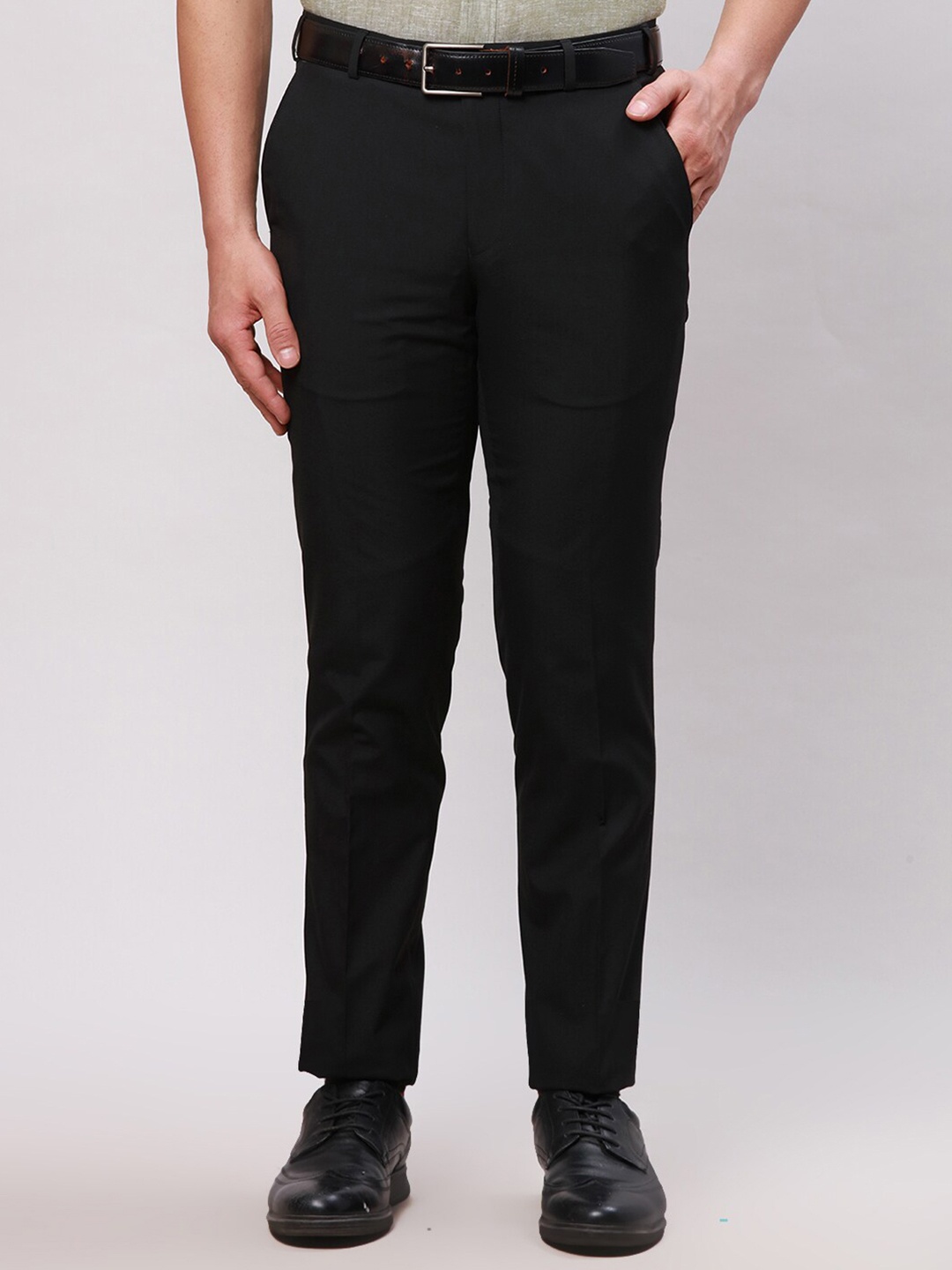 

Park Avenue Slim Fit Mid-Rise Formal Trousers, Black