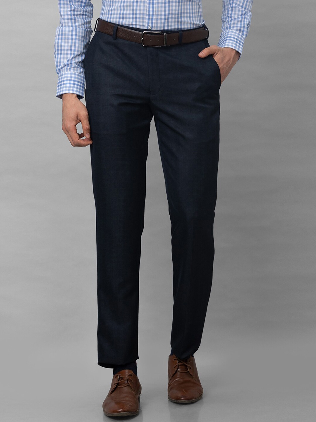

Park Avenue Regular Fit Mid-Rise Formal Trousers, Blue