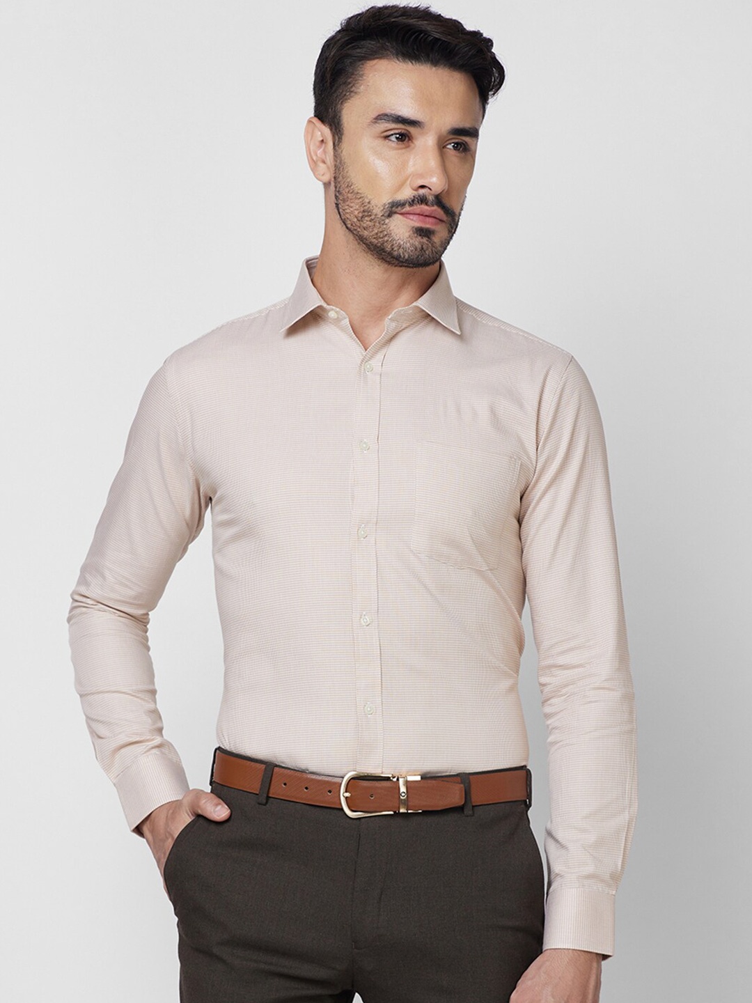 

Park Avenue Slim Fit Opaque Cotton Formal Shirt, Brown