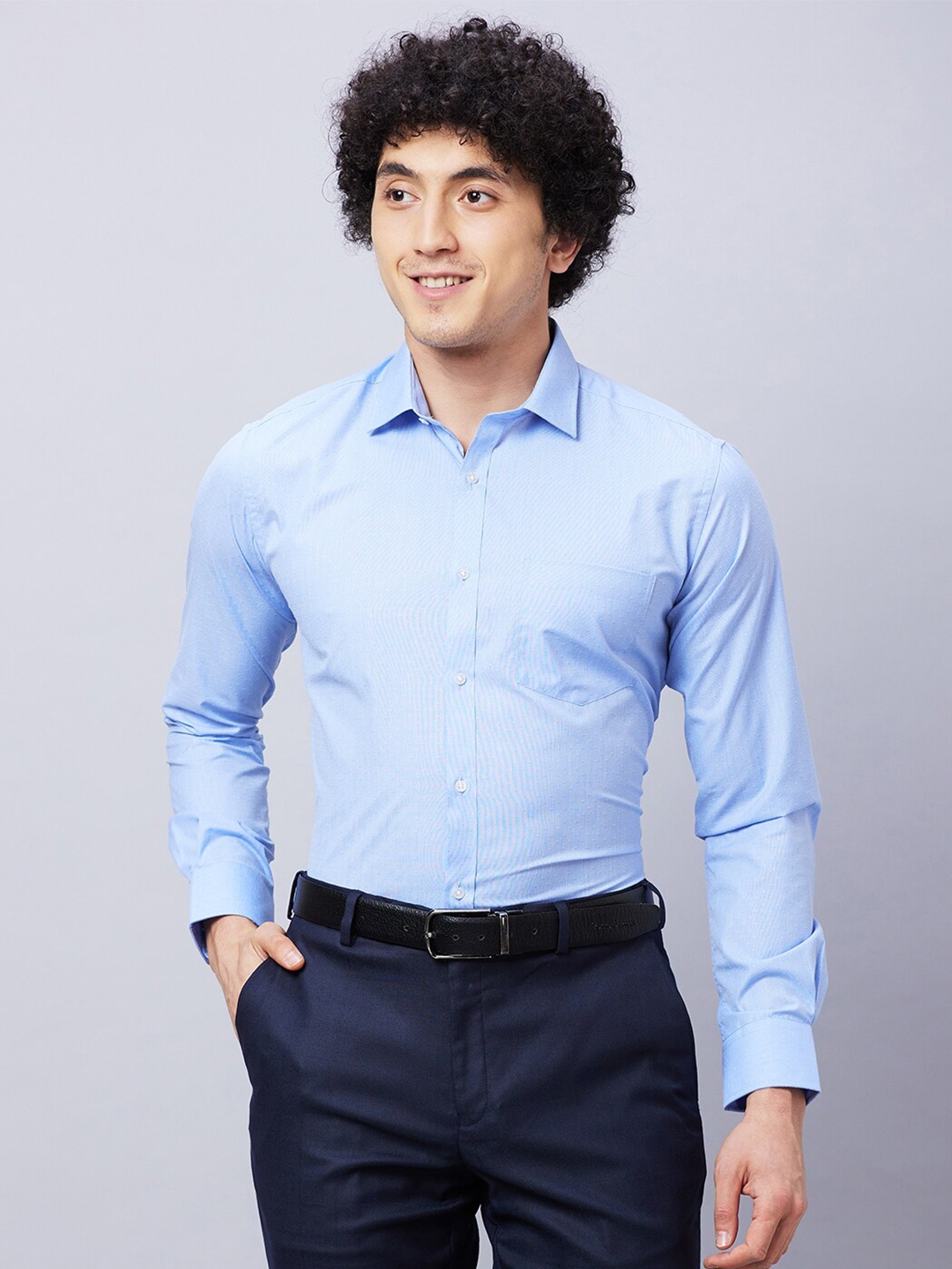 

Park Avenue Slim Fit Spread Collar Long Sleeves Formal Shirt, Blue