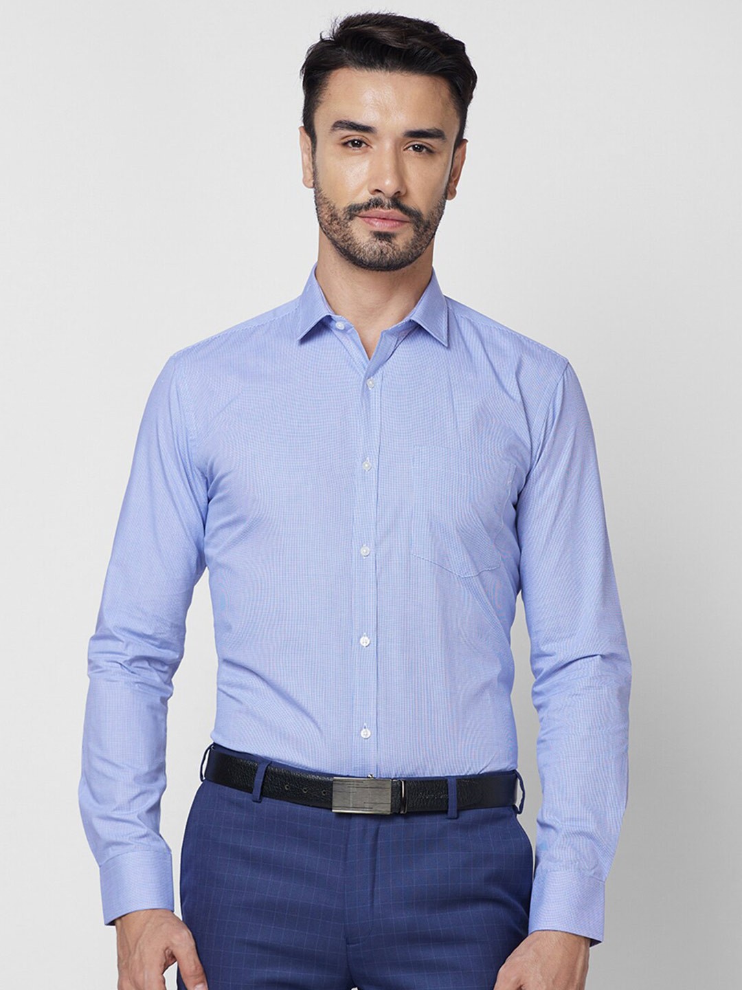 

Park Avenue Slim Fit Opaque Cotton Formal Shirt, Blue