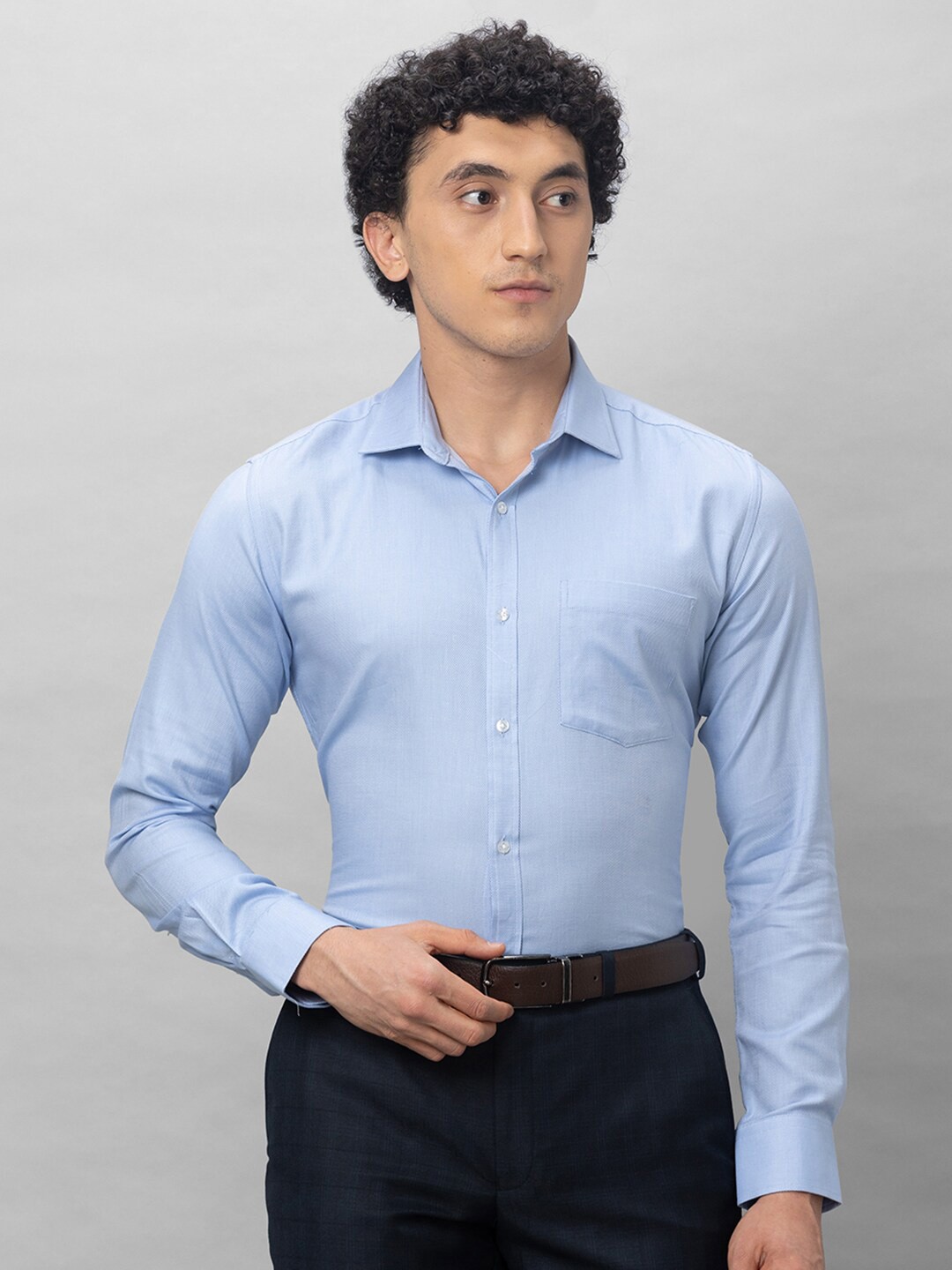 

Park Avenue Slim Fit Spread Collar Long Sleeves Formal Shirt, Blue