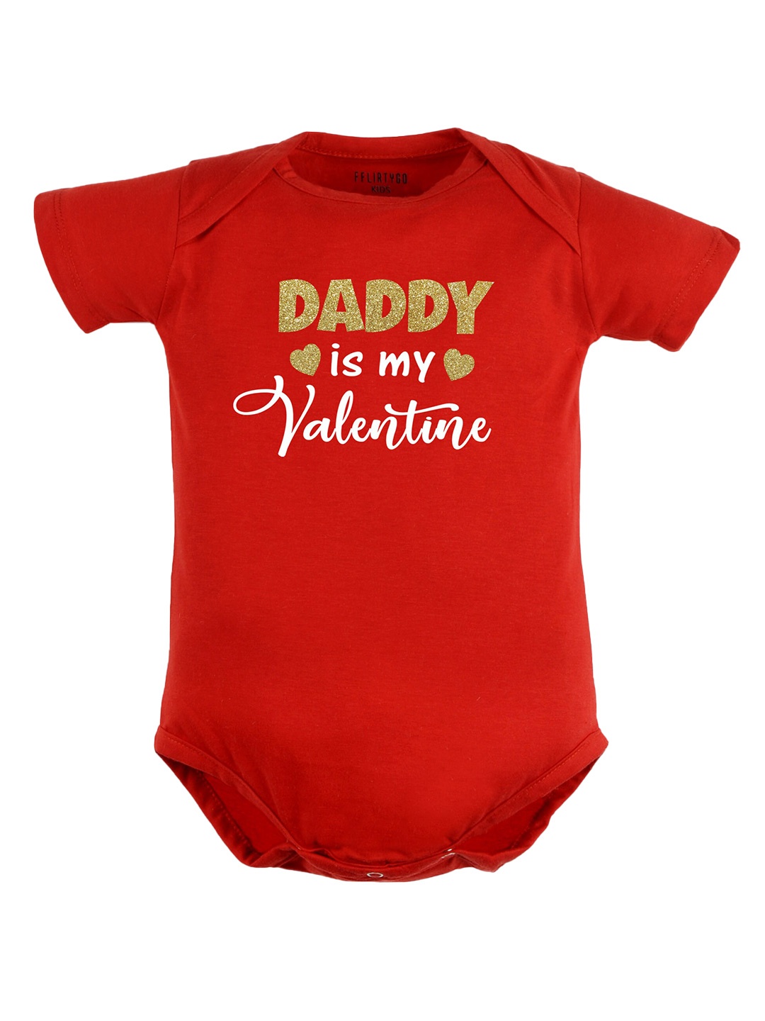 

FflirtyGo Infants Valentine's Day Typography Printed Pure Cotton Bodysuit, Red