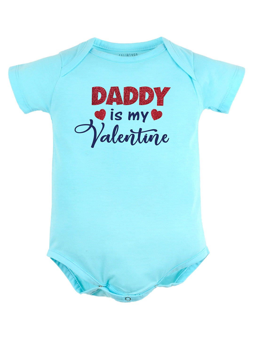 

FFLIRTYGO Infants Valentine's Day Special Printed Cotton Bodysuit, Turquoise blue