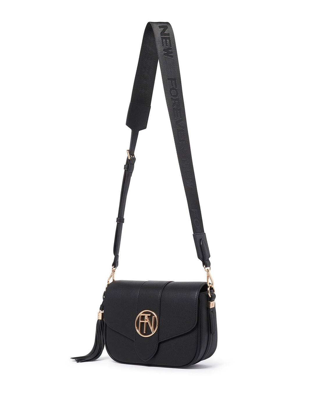 

Forever New Half Moon Sling Bag with Tasselled, Black