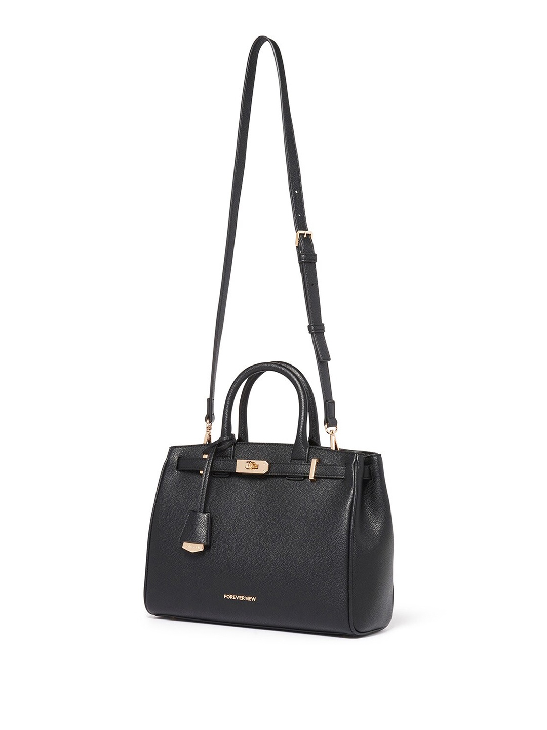 

Forever New Textured Zip Detail Handheld Bag, Black